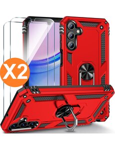 Ntech Hoesje Geschikt voor Samsung Galaxy A15 Hoesje Rood Anti-Shock Hybrid Armor hoesje