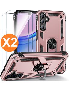 Ntech Hoesje Geschikt voor Samsung Galaxy A15 Hoesje Rose Goud Anti-Shock Hybrid Armor hoesje