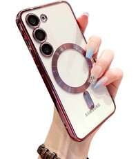 Ntech Hoesje geschikt Samsung Galaxy S23 FE hoesje Magnetisch Met Lens beschermer Transparant / Rose Goud