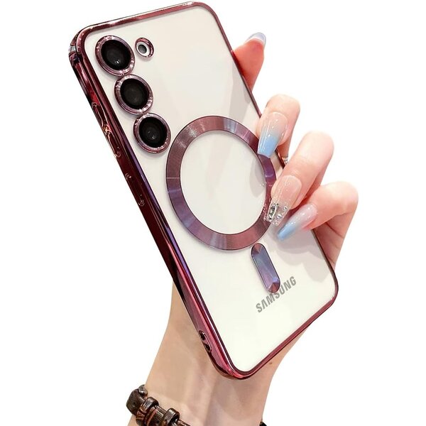 Ntech Hoesje geschikt voor Samsung Galaxy S23 FE hoesje Magnetisch Met Lens beschermer Transparant / Rose Goud – Magneet hoesje  Case cover Samsung S23 FE