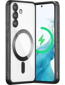 Ntech Hoesje geschikt Samsung Galaxy S24 Magsafe hoes Met Lens beschermer Transparant / Zwart