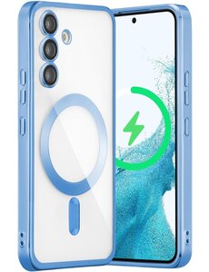 Ntech Hoesje geschikt Samsung Galaxy S24 Magsafe hoes Met Lens beschermer Transparant / Blauw