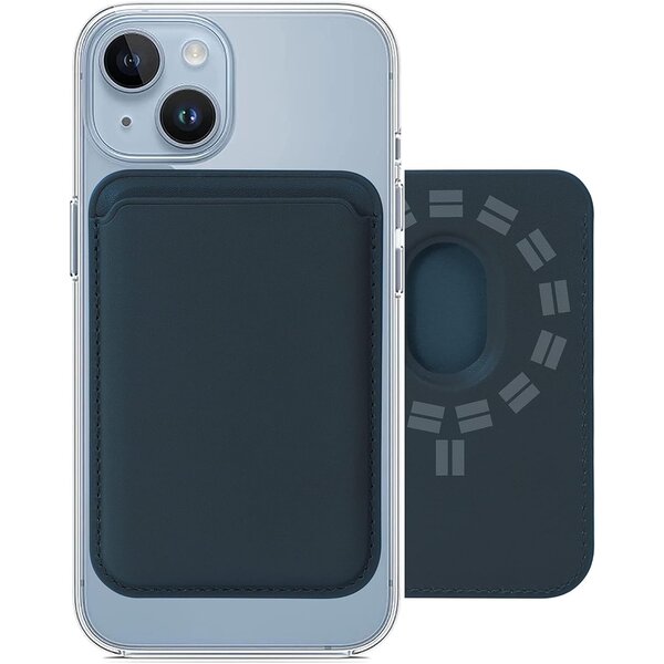 Ntech Kaarthouder Blauw Geschikt Voor met Magnetisch Ring wallet iPhone 12/13/14/15 / 15 Pro /15 Pro Max/PLUS - Kaarthouder pasjeshouder mannen en vrouwen