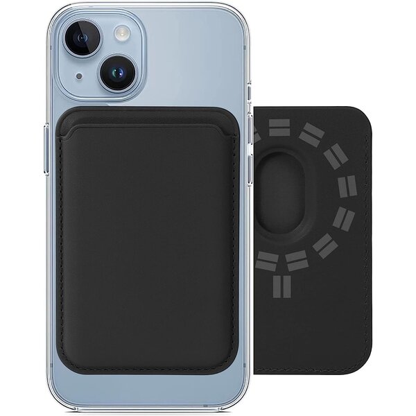 Ntech Kaarthouder Zwart Geschikt Voor Magsafe Ring wallet iPhone 12/13/14/15/16 / 15 Pro /16 Pro /15/16 Pro Max/PLUS - Kaarthouder pasjeshouder mannen en vrouwen