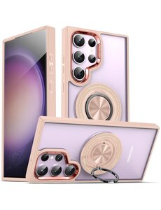 Ntech Hoesje Geschikt voor Samsung Galaxy S24 Ultra hoesje Transparant Rose Goud