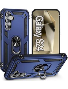 Ntech Hoesje Geschikt voor Samsung Galaxy S24 hoesje Hybrid Armor Anti-Shock hoesje Blauw