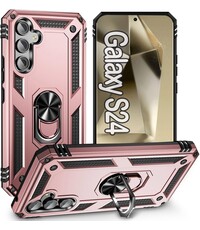 Ntech Hoesje Geschikt voor Samsung Galaxy S24 hoesje Hybrid Armor Anti-Shock hoesje Rose Goud