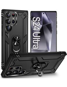 Ntech Hoesje Geschikt voor Samsung Galaxy S24 Ultra hoesje Zwart