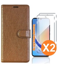 Ntech Hoesje geschikt voor Samsung Galaxy A35 5G hoesje bookcase Bruin