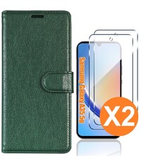 Ntech Hoesje geschikt voor Samsung Galaxy A35 5G hoesje bookcase Groen