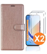 Ntech Hoesje geschikt voor Samsung Galaxy A35 5G hoesje bookcase Rose Goud