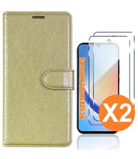 Ntech Hoesje geschikt voor Samsung Galaxy A35 5G hoesje bookcase Goud