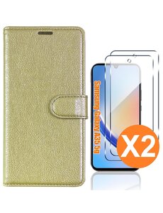 Ntech Hoesje geschikt voor Samsung Galaxy A35 5G hoesje bookcase Goud