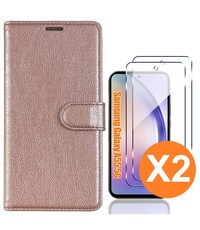 Ntech Hoesje geschikt voor Samsung Galaxy A55 5G hoesje bookcase Rose Goud