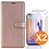 Ntech Hoesje geschikt voor Samsung Galaxy A55 5G hoesje bookcase Rose Goud - Met screenprotector tempered glass voor  Galaxy A55 - 2x