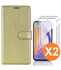 Ntech Hoesje geschikt voor Samsung Galaxy A55 5G hoesje bookcase Goud