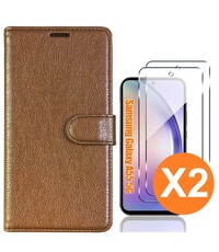 Ntech Hoesje geschikt voor Samsung Galaxy A55 5G hoesje bookcase Bruin