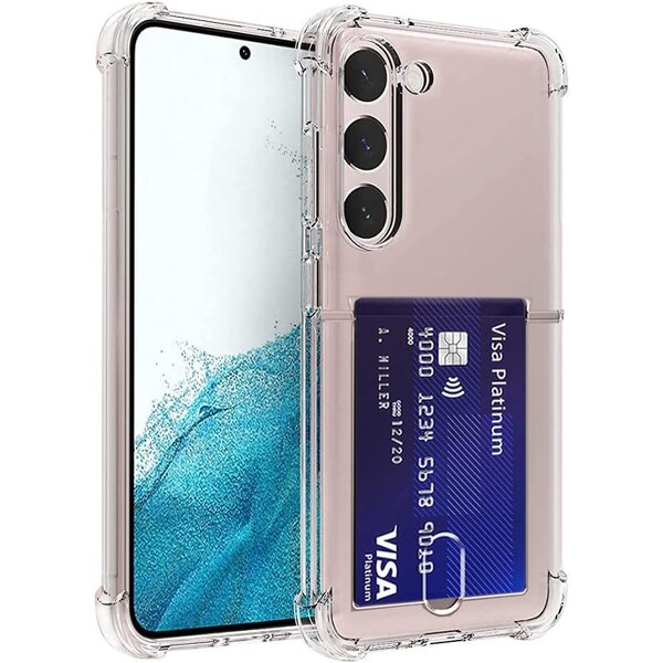 Ntech  Hoesje Geschikt Voor Samsung Galaxy S23 FE hoesje met pasjeshouder transparant Shock proof case met Kaarthouder