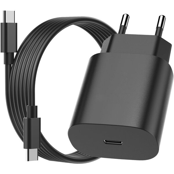 Ntech USB C Adapter / oplader Met USB C naar USB C kabel - 20W snellader voor voor o.a telefoon en tablet - Zwart