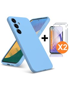 Ntech Hoesje geschikt voor Samsung Galaxy A55 siliconen hoesje Licht Blauw