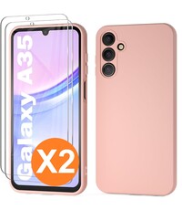 Ntech Hoesje geschikt voor Samsung Galaxy A35 siliconen hoesje Pink Sand