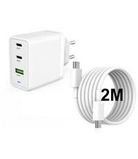 Ntech USB-C Adapter 65W met USB-C naar USB-C OpladerKabel 2 Meter