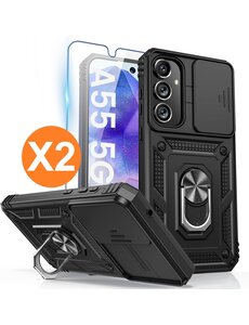 Ntech Hoesje Geschikt voor Samsung Galaxy A55 hoesje backcover Zwart