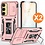 Ntech Hoesje Geschikt voor Samsung Galaxy A35 hoesje backcover Rose Goud met Met Draaibare Ring Houder en camera bescherming - Galaxy A35 Screenprotector - 2 stuks