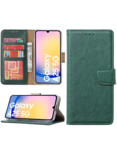 Ntech Hoesje geschikt voor Samsung Galaxy A25 bookcase met pasjeshouder -  Groen