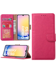 Ntech Hoesje geschikt voor Samsung Galaxy A25 bookcase met pasjeshouder - Roze