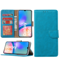 Ntech Hoesje geschikt voor Samsung Galaxy A05s bookcase met pasjeshouder - Blauw