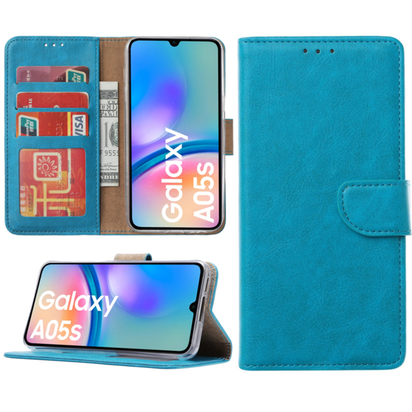 Ntech Hoesje geschikt voor Samsung Galaxy A05s bookcase met pasjeshouder - Blauw