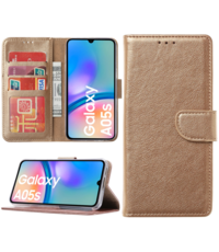 Ntech Hoesje geschikt voor Samsung Galaxy A05s bookcase met pasjeshouder - Goud