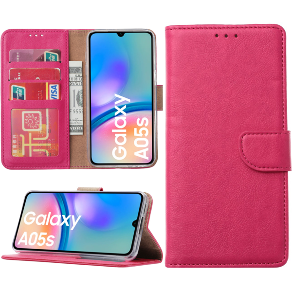 Ntech Hoesje geschikt voor Samsung Galaxy A05s bookcase met pasjeshouder - Roze