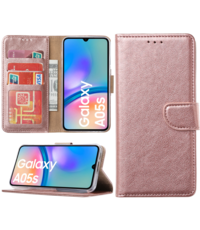 Ntech Hoesje geschikt voor Samsung Galaxy A05s bookcase met pasjeshouder - Rosé goud