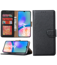 Ntech Hoesje geschikt voor Samsung Galaxy A05s bookcase met pasjeshouder - Zwart