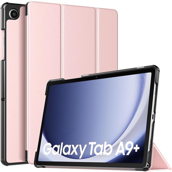 Ntech Ntech Tablet Hoes Geschikt voor Samsung Galaxy Tab A9 Plus hoes Trifold Bookcase - Rose Goud