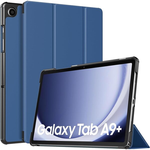 Ntech Ntech Tablet Hoes Geschikt voor Samsung Galaxy Tab A9 Plus hoes Trifold Bookcase - Donker Blauw