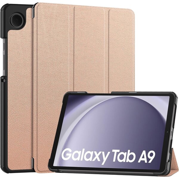 Ntech Ntech Tablet Hoes Geschikt voor Samsung Galaxy Tab A9 hoes Trifold Bookcase - Rose Goud
