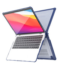 Ntech Hoes Geschikt voor Macbook Air 13 inch Hoes Donker Blauw shockproof heavy duty
