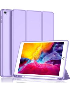 Ntech Tablethoes - Geschikt voor ipad 2017 hoes met pencil houder bookcase Paars