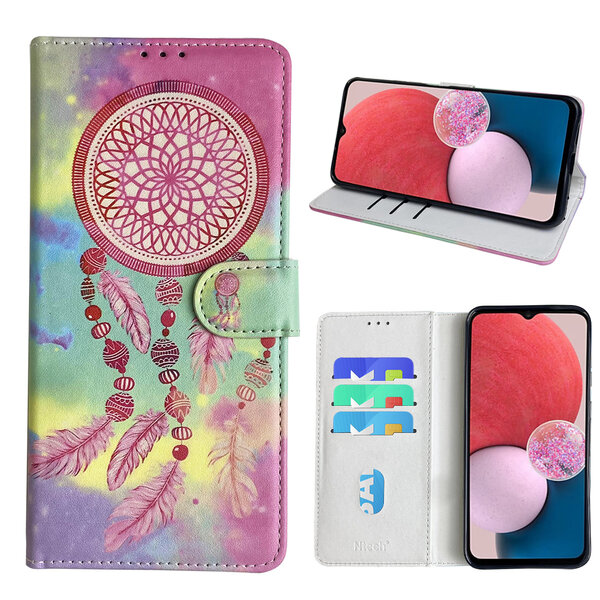 Ntech Hoesje geschikt voor Samsung Galaxy A13 4G Bookcase met dromenvanger print Roze