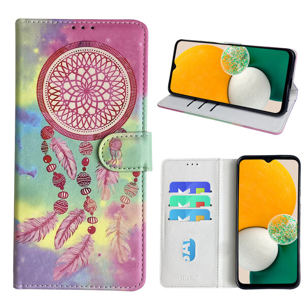 Ntech Hoesje geschikt voor Samsung Galaxy A13 5G Bookcase met dromenvanger print Roze
