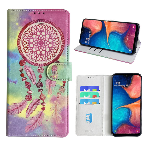 Ntech Hoesje geschikt voor Samsung Galaxy A20e Bookcase met dromenvanger print Roze