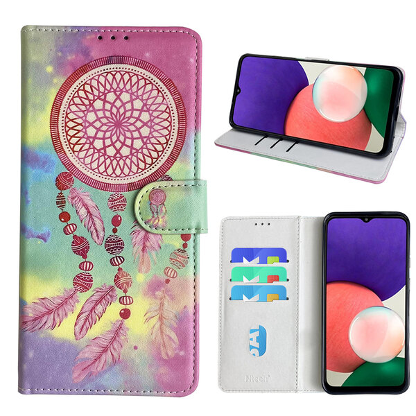 Ntech Hoesje geschikt voor Samsung Galaxy A22 Bookcase met dromenvanger print Roze