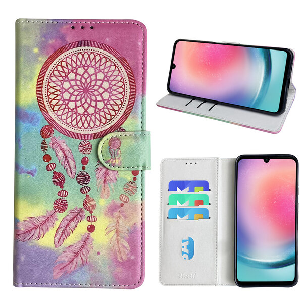 Ntech Hoesje geschikt voor Samsung Galaxy A24 Bookcase met dromenvanger print Roze