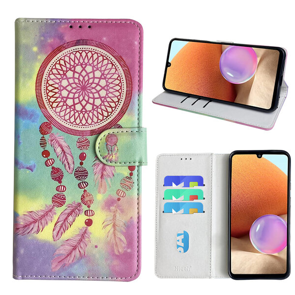 Ntech Hoesje geschikt voor Samsung Galaxy A32 4G Bookcase met dromenvanger print Roze