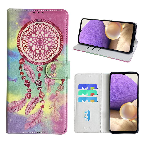 Ntech Hoesje geschikt voor Samsung Galaxy A32 5G Bookcase met dromenvanger print Roze