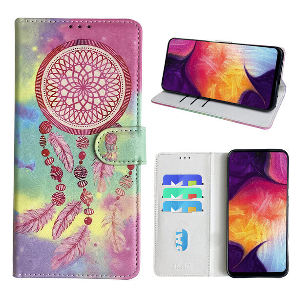 Ntech Hoesje geschikt voor Samsung Galaxy A50 Bookcase met dromenvanger print Roze