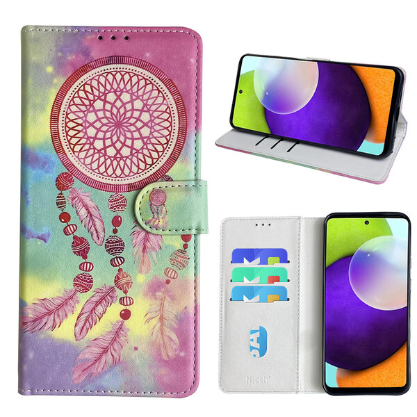 Ntech Hoesje geschikt voor Samsung Galaxy A52 Bookcase met dromenvanger print Roze